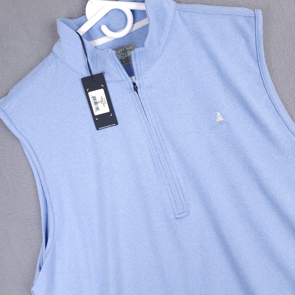 Straight Down Cypress Vest Mens L Blue Quarter Zip Performance Golf Minimalist